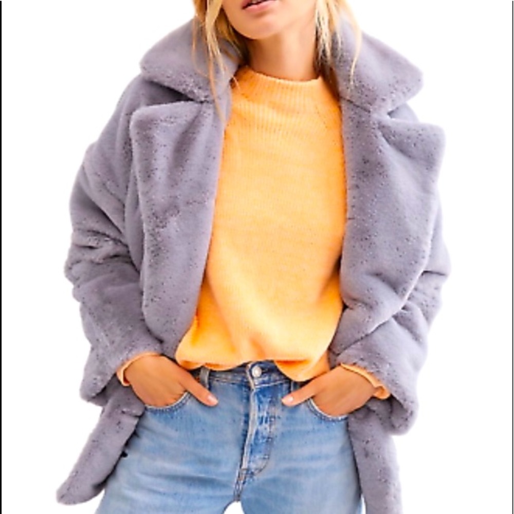 Free People Lavender-Faux Fur Jacket